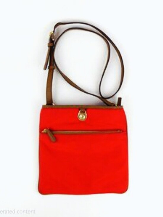 Michael Kors Handbags - Michael Kors Long Strap Cross Body Red-Orange with Gold Accents Nylon